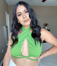 Load image into Gallery viewer, She&#39;s so Lucky Halter Wrap Top - Green
